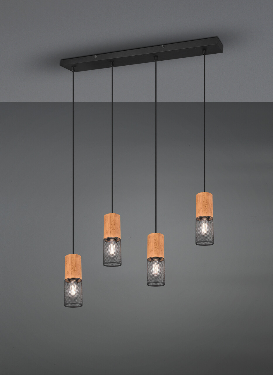 Lustra Tosh, TRIO, 65x9x150 cm, 40W, 4x E27, metal, negru mat/natur - imagine 5